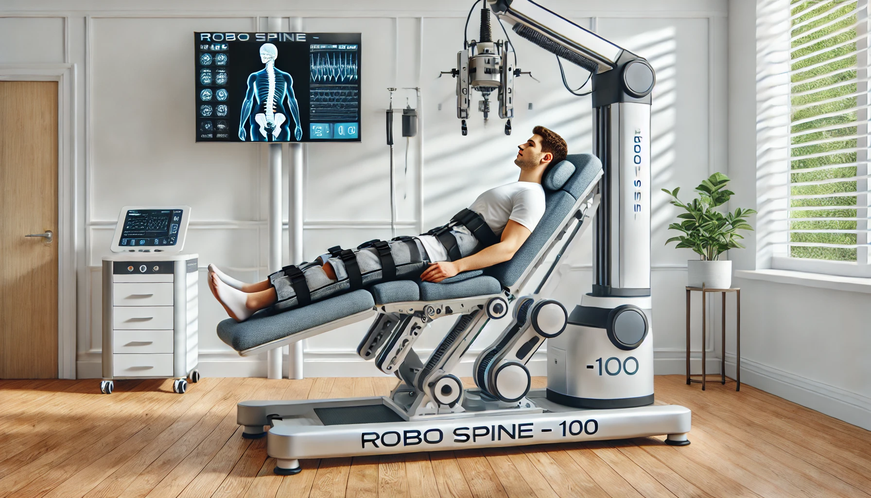 A-patient-undergoing-robotic-spinal-decompression-therapy-in-a-modern-clinical-setting.-The-patient-is-lying-comfortably